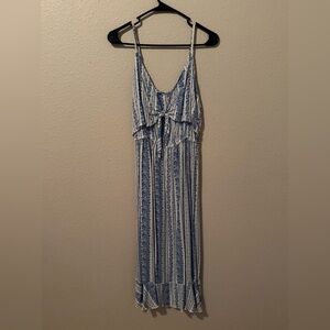 Blush Blue and White Patterned Maxi Dress